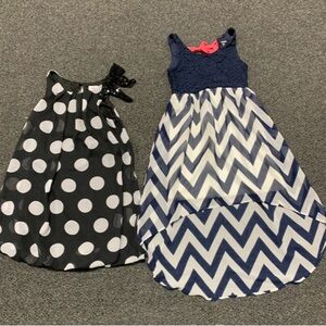 Two girls size 10 chiffon dresses - Justice polka dot and Zunie chevron